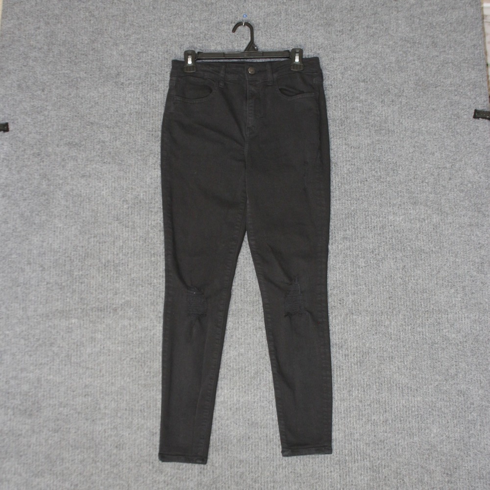 American Eagle Skinny Jeans Womens 6 Black Distress Next Level Stretch High Rise